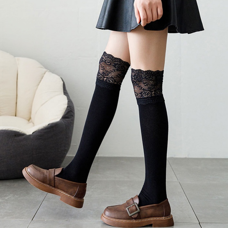 Boot Sock Slouchy - Chaussettes mi-mollet en dentelle blanche à