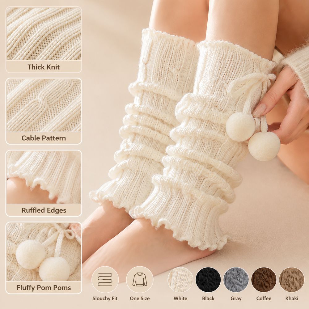 Boot Sock Slouchy - Guêtres en tricot à bords volantés,